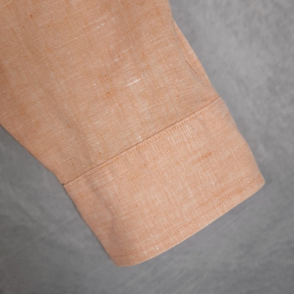 Brooks Brothers Shirt Mens Large Orange Irish Linen Button Down Long Sleeve - Picture 5 of 15